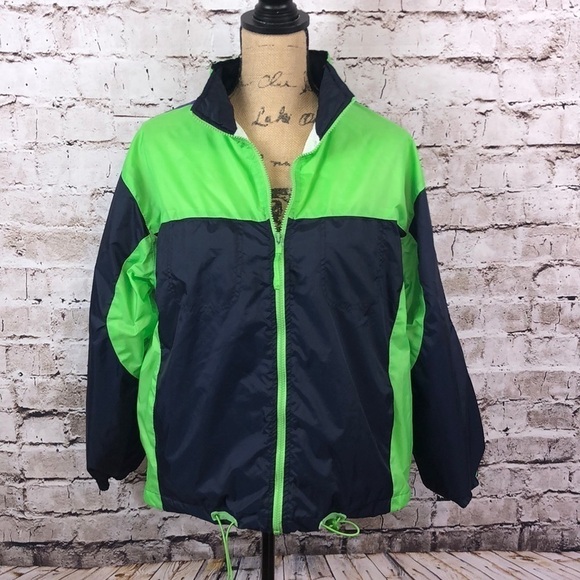 CB Carolina Bay Blue/ Green Rain Jacket Size Large - Picture 1 of 10